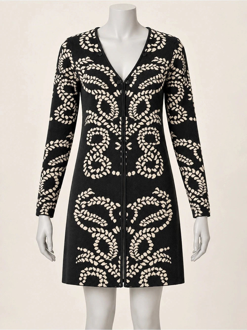 belldini Floral Pattern Cardigan in Black & Beige Size Medium
